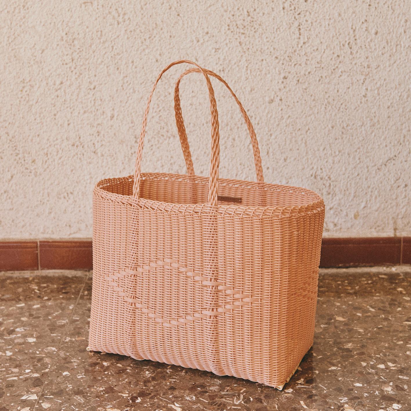 Peach Plastic Tote Bag